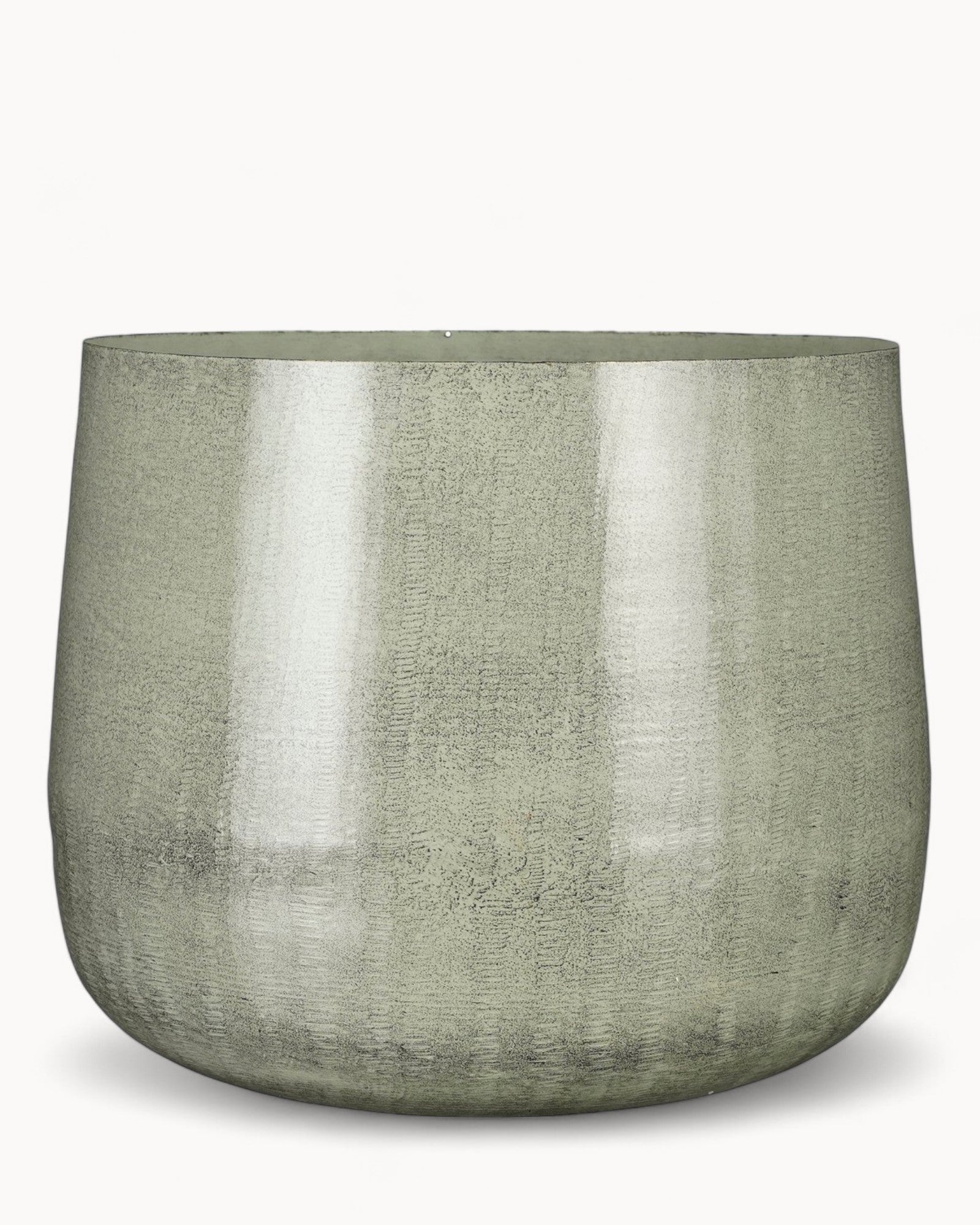 Large Light Grey Metal Plant Pot – Ø37 cm Modern Industrial Style-Plant Pot-Unique Casa