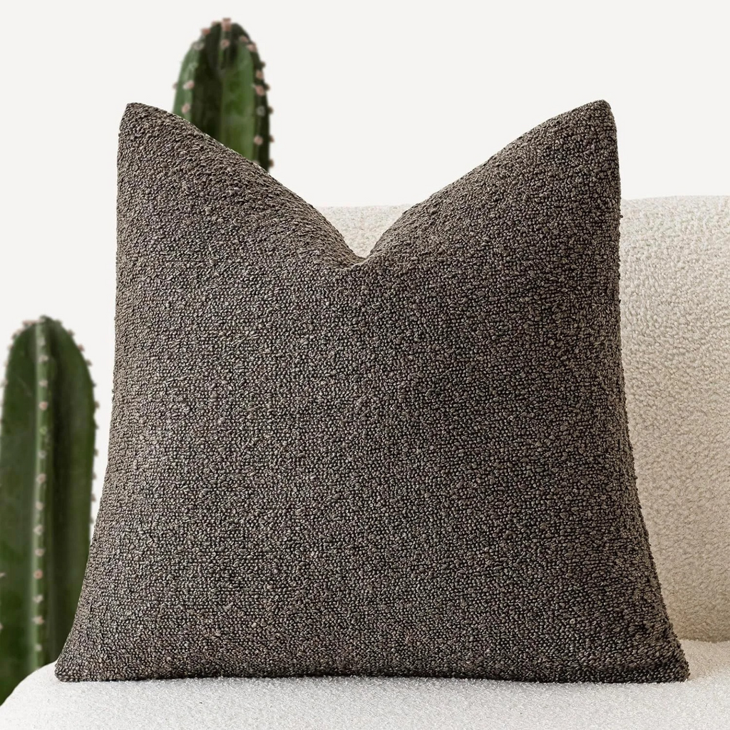 Luxe Bouclé Cushion Cover 45x45 cm – Timeless Comfort & Style-Cushion Cover-Dark brown-Unique Casa