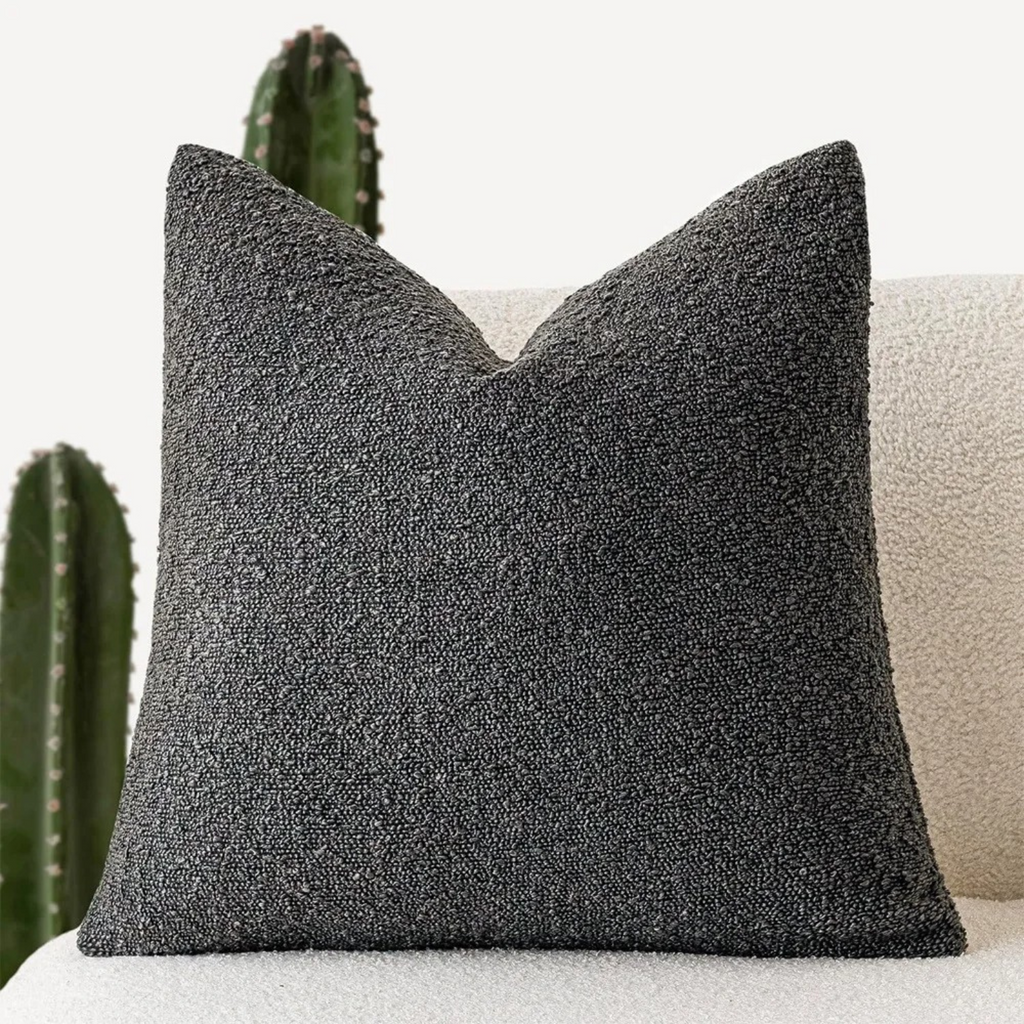 Luxe Bouclé Cushion Cover 45x45 cm – Timeless Comfort & Style-Cushion Cover-Dark grey-Unique Casa