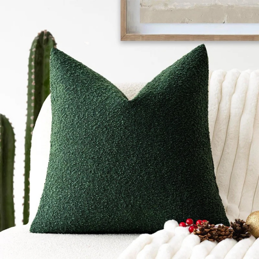 Luxe Bouclé Cushion Cover 45x45 cm – Timeless Comfort & Style-Cushion Cover-Green-Unique Casa