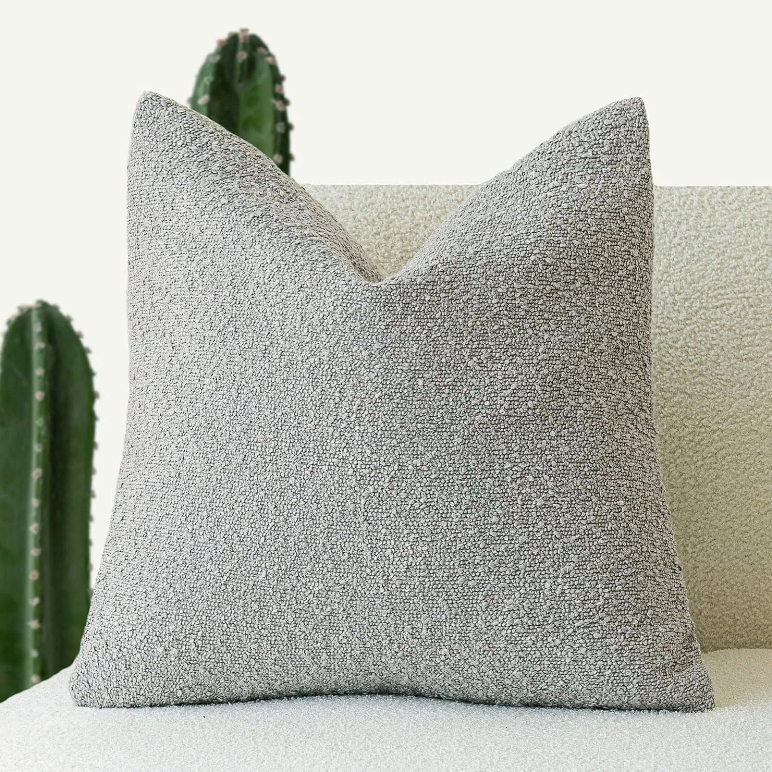 Luxe Bouclé Cushion Cover 45x45 cm – Timeless Comfort & Style-Cushion Cover-Light grey-Unique Casa