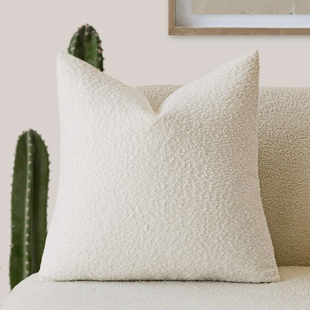 Luxe Bouclé Cushion Cover 45x45 cm – Timeless Comfort & Style-Cushion Cover-White-Unique Casa