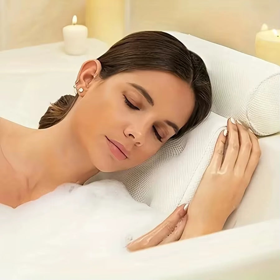 Luxury Bath Pillow with 4D Air Mesh & 7 Suction Cups-Back Support Pillows-Unique Casa-Unique Casa