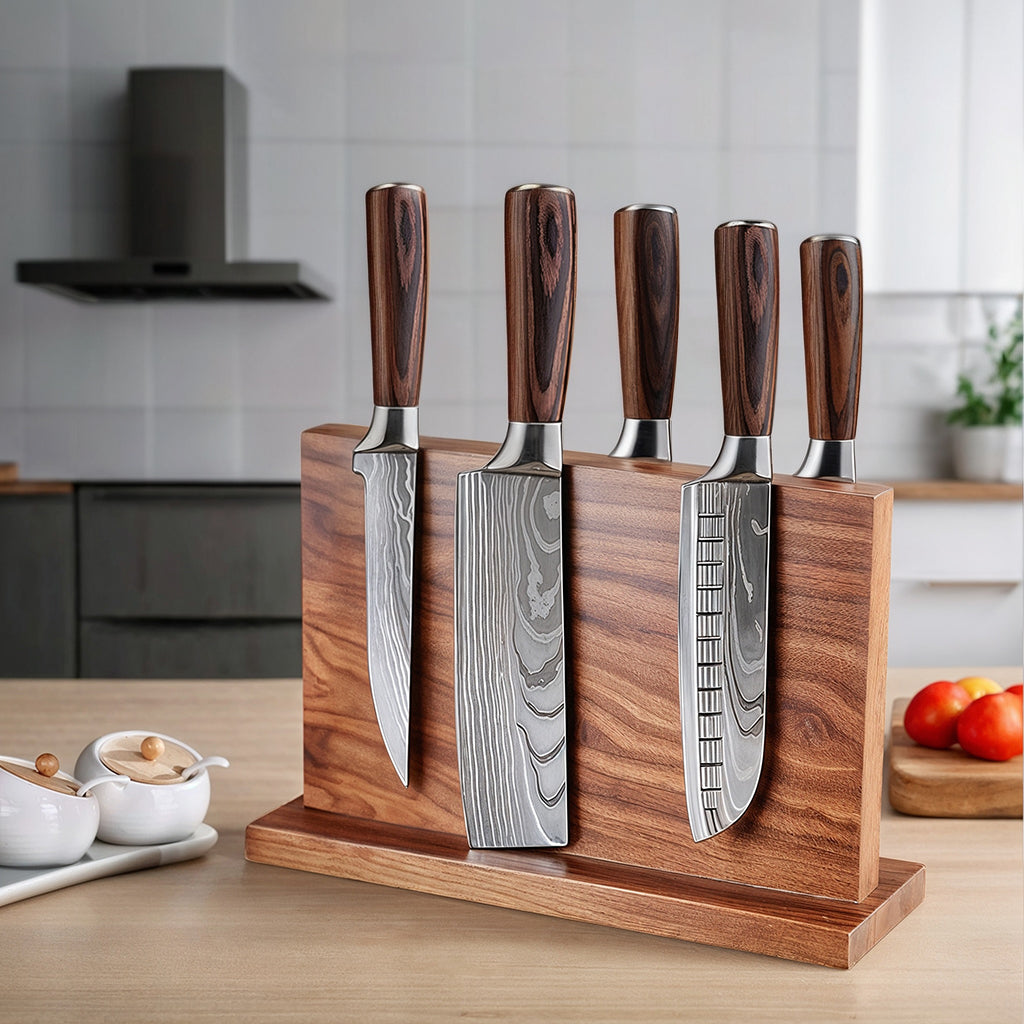 Magnetic Knife Holder Stand in Ash Wood – Elegant Wall-Mounted Organizer 1