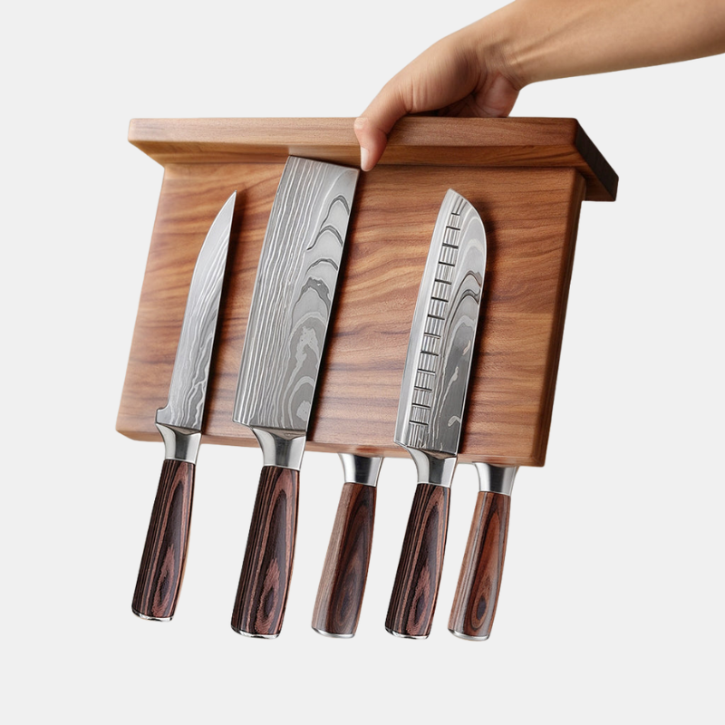 Magnetic Knife Holder Stand in Ash Wood – Elegant Wall-Mounted Organizer-Kitchen Storage & Organization-Unique Casa-Unique Casa