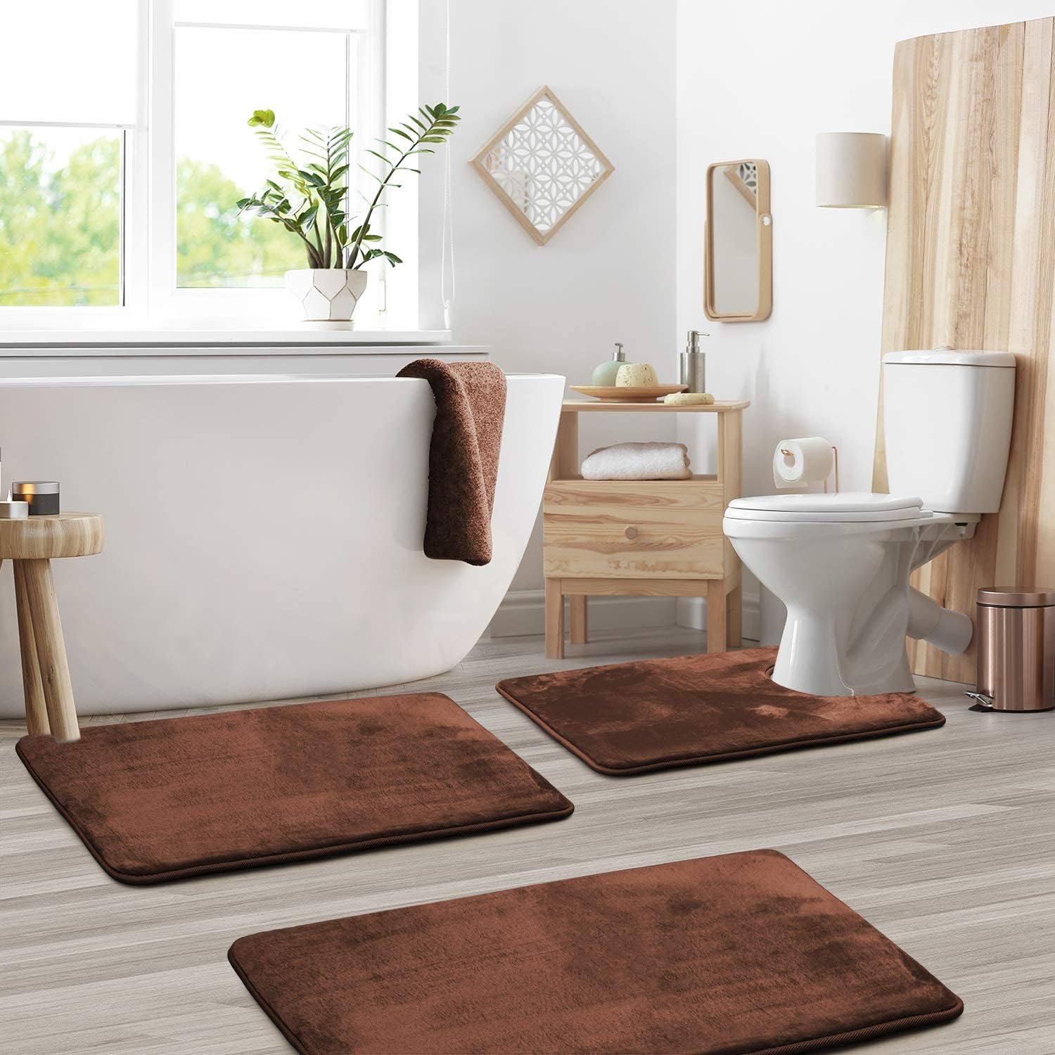 Memory Foam Non-Slip Bath Mat - Luxurious Bath Mat Set For Home and Kitchen (3PCS)-Bath Mat-Unique Casa-Brown-Unique Casa