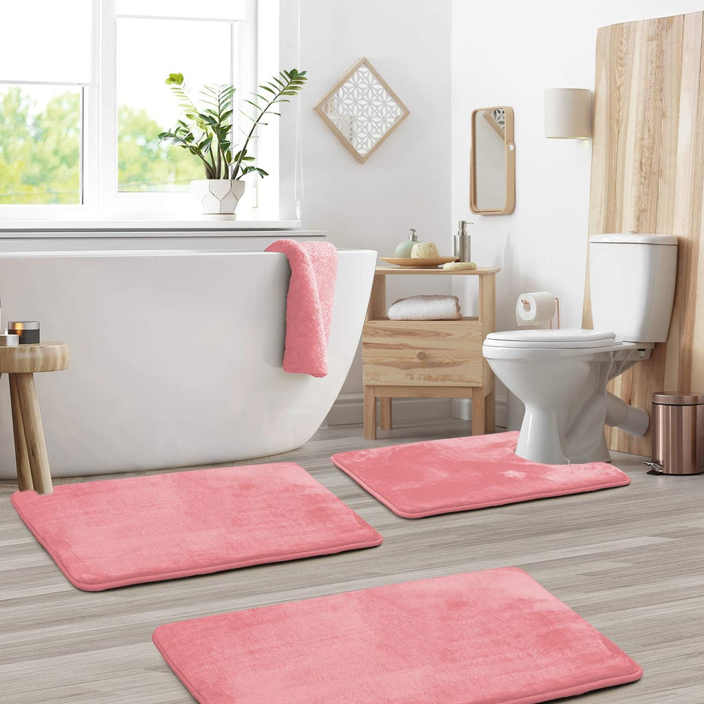 Memory Foam Non-Slip Bath Mat - Luxurious Bath Mat Set For Home and Kitchen (3PCS)-Bath Mat-Unique Casa-Pink-Unique Casa