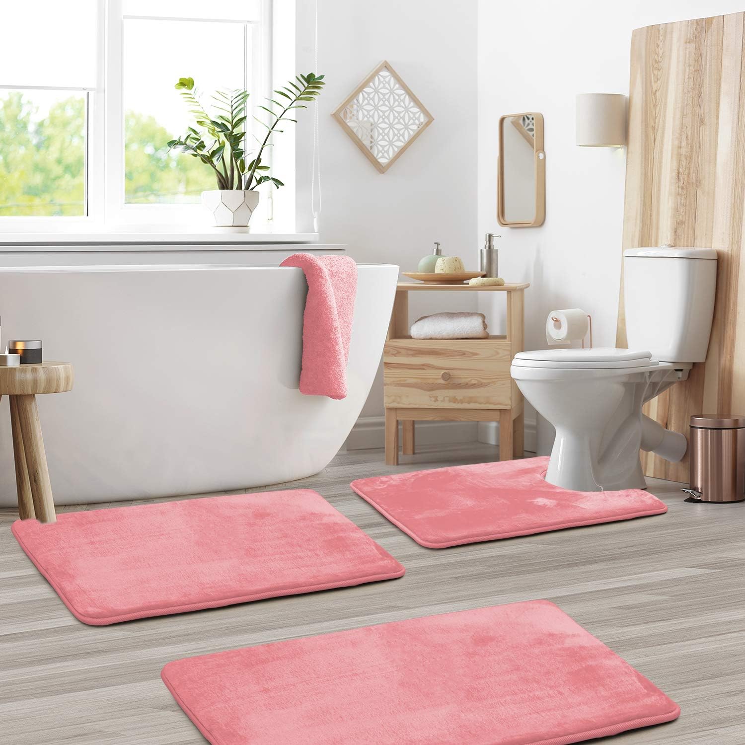 Memory Foam Non-Slip Bath Mat - Luxurious Bath Mat Set For Home and Kitchen (3PCS)-Bath Mat-Unique Casa-Pink-Unique Casa