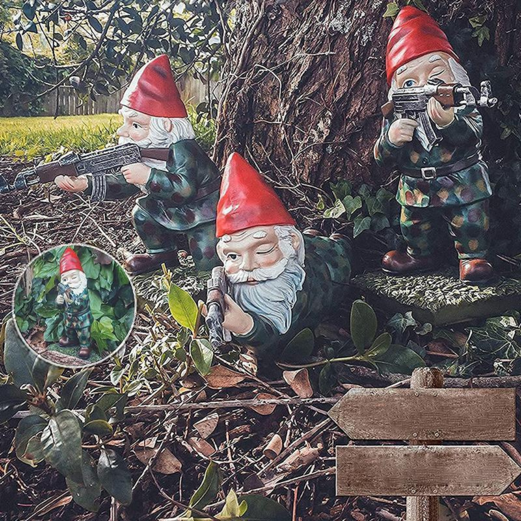 Military Garden Gnome in Camouflage – Durable Outdoor Decor for Garden 8
