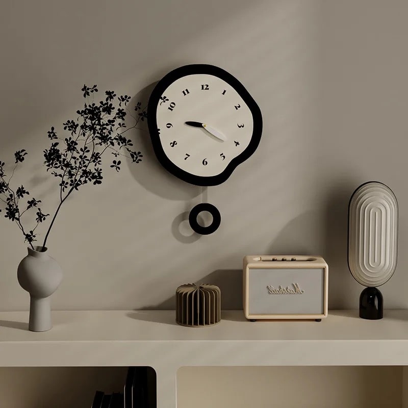 Scandinavian Wall Clock – Nordic Minimalist Pendulum Clock for Bedroom & Living Room-Clock-Unique Casa-Unique Casa