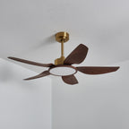 Modern Ceiling Fan with Lights – Elegant Brass Finish and Walnut Blades 9