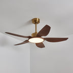 Modern Ceiling Fan with Lights – Elegant Brass Finish and Walnut Blades 3
