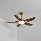 Modern Ceiling Fan with Lights – Elegant Brass Finish and Walnut Blades 5