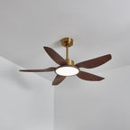Modern Ceiling Fan with Lights – Elegant Brass Finish and Walnut Blades 6
