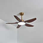 Modern Ceiling Fan with Lights – Elegant Brass Finish and Walnut Blades 7