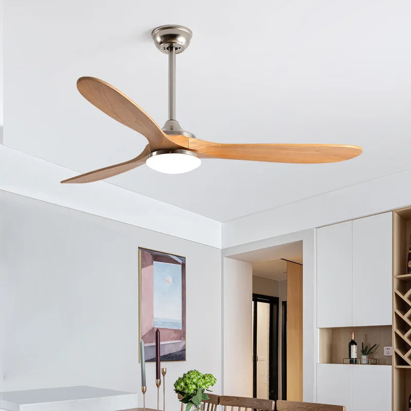 Modern Ceiling Fan with Wooden Blades & LED Light – Remote Control for Living Room 3