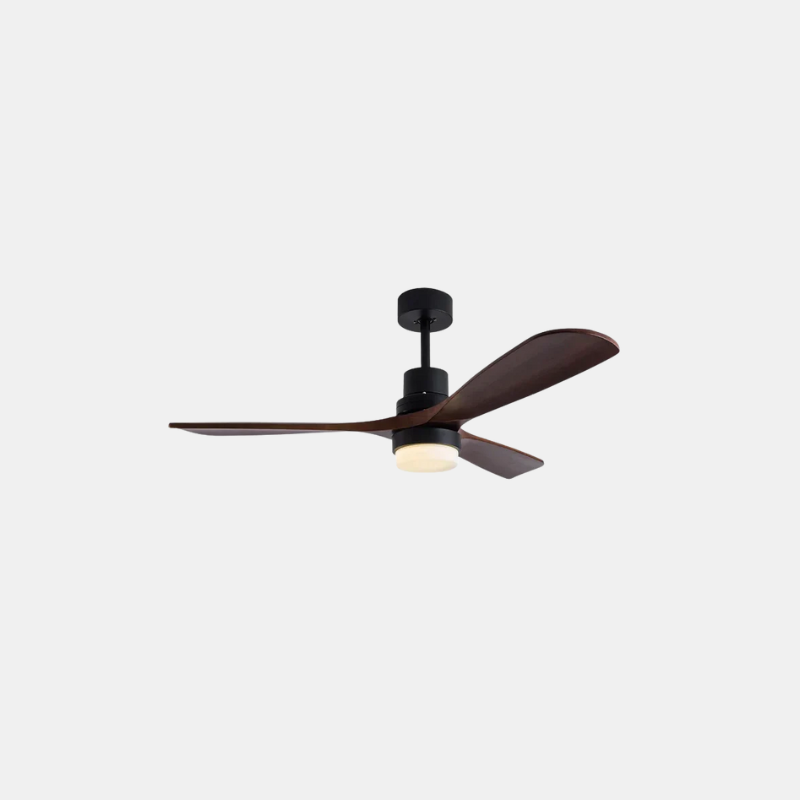 Modern Ceiling Fan with Wooden Leaves and LED Lights – Remote Control for Living Room 0