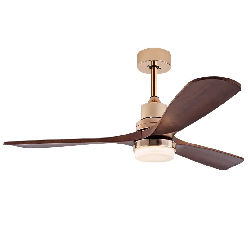Modern Ceiling Fan with Wooden Leaves and LED Lights – Remote Control for Living Room 6