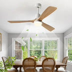 Modern Ceiling Fan with Wooden Leaves and LED Lights – Remote Control for Living Room 4