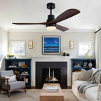 Modern Ceiling Fan with Wooden Leaves and LED Lights – Remote Control for Living Room 5