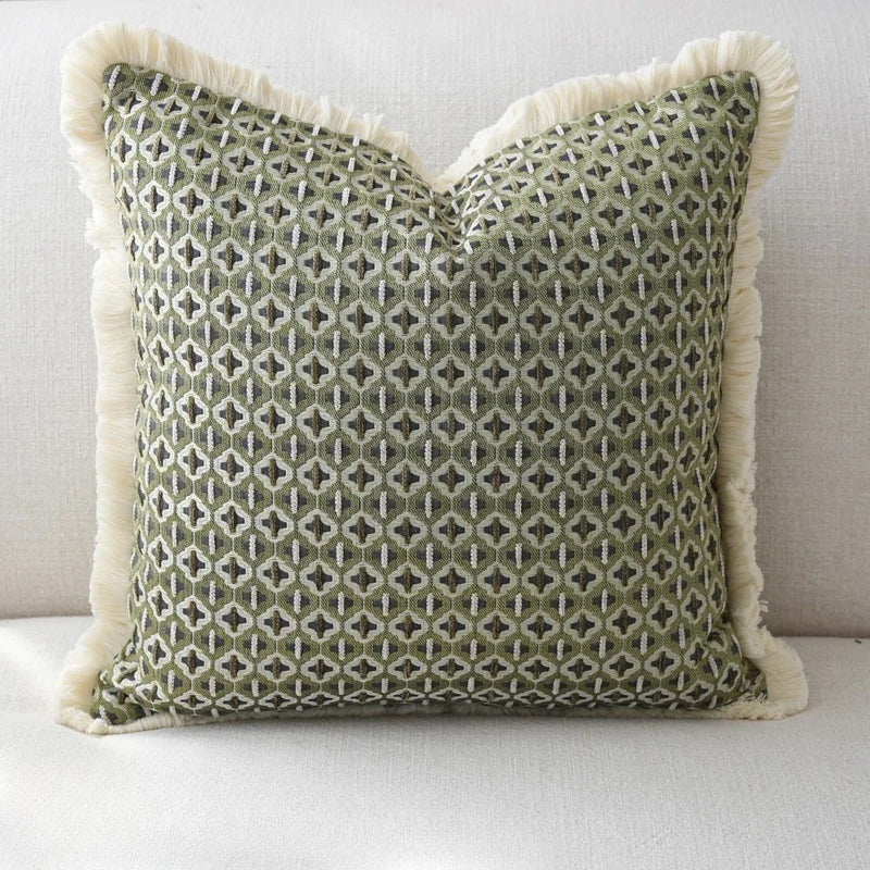 Modern Decorative Geometric Cushion Cover with Frilled Edge-Cushions-Unique Casa-50x50cm-Unique Casa