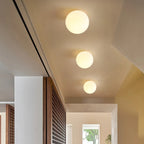 Modern Flush Mount Ceiling Light Fixture – Elegant White Glass Shade for Hallways 1