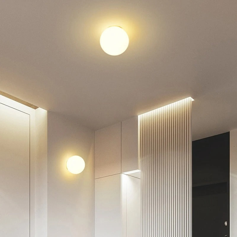 Modern Flush Mount Ceiling Light Fixture – Elegant White Glass Shade for Hallways 2