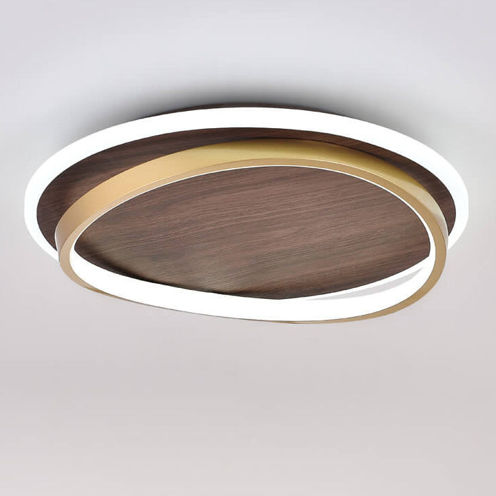Modern Flush Mount Ceiling Light Fixture with Walnut Grain – LED Illumination 4