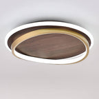 Modern Flush Mount Ceiling Light Fixture with Walnut Grain – LED Illumination 4