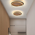 Modern Flush Mount Ceiling Light Fixture with Walnut Grain – LED Illumination 2