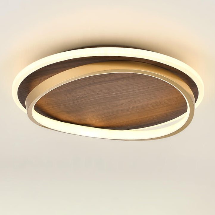 Modern Flush Mount Ceiling Light Fixture with Walnut Grain – LED Illumination 3