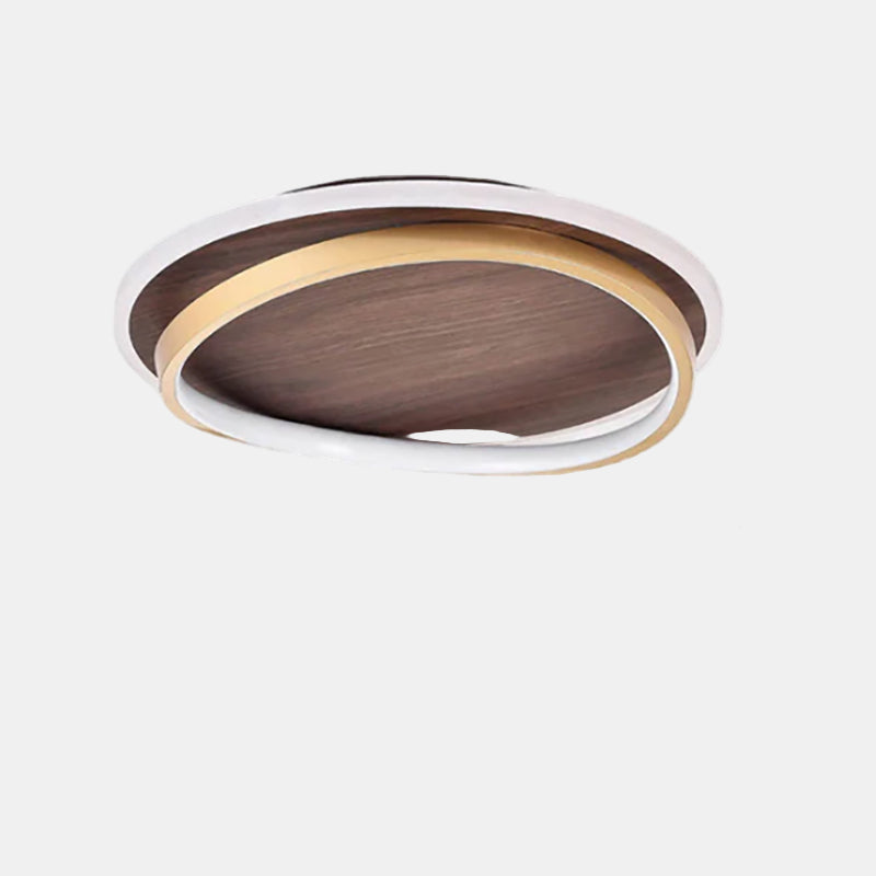 Modern Flush Mount Ceiling Light Fixture with Walnut Grain – LED Illumination 5