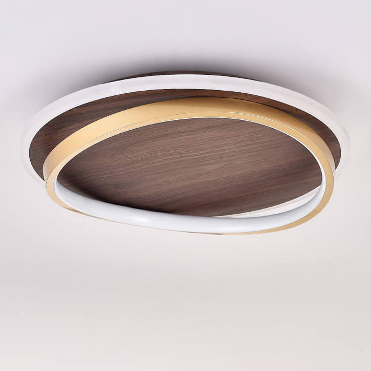 Modern Flush Mount Ceiling Light Fixture with Walnut Grain – LED Illumination 9