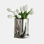 Modern Liquid Silver Vase – Elegant Decorative Centerpiece for Home Decor 0