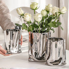 Modern Liquid Silver Vase – Elegant Decorative Centerpiece for Home Decor 1