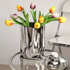 Modern Liquid Silver Vase – Elegant Decorative Centerpiece for Home Decor 3