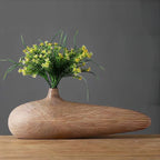 Modern Oval Decorative Vase in Natural Wood Finish – Ideal for Floral Arrangements 3