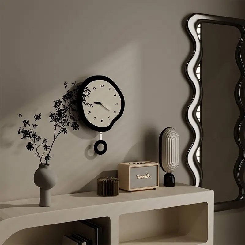 Scandinavian Wall Clock – Nordic Minimalist Pendulum Clock for Bedroom & Living Room-Clock-Unique Casa-Unique Casa