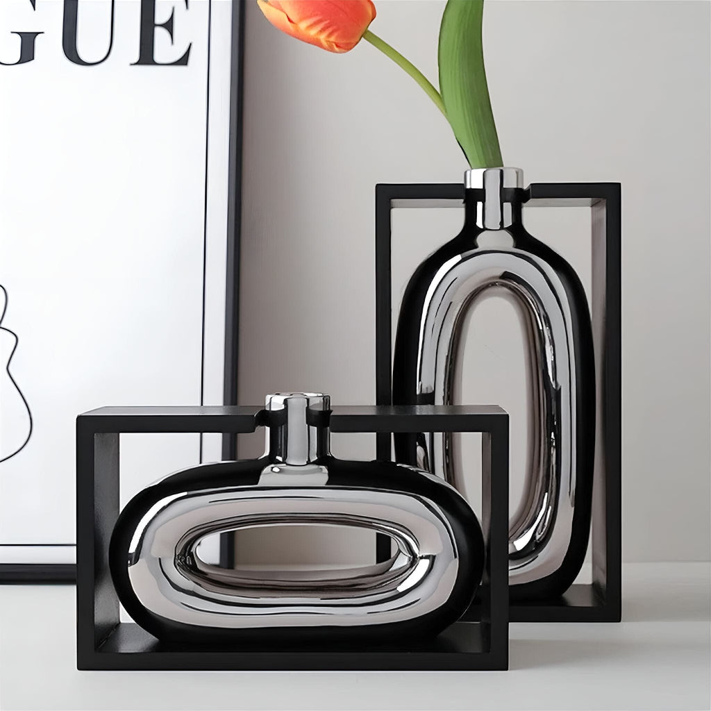 Modern Silver Vase – Elegant Minimalist Home Decor for Any Room 2
