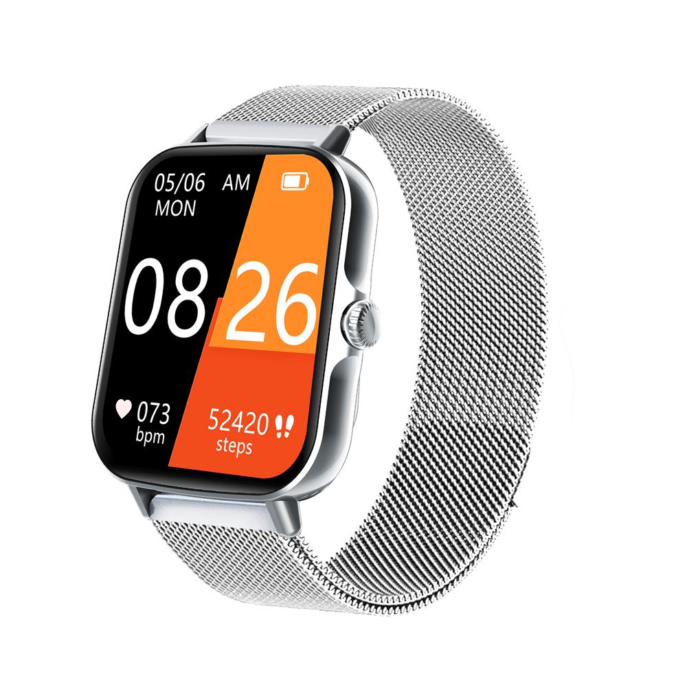 Monitoring Waterproof Smartwatch For Health And Activity Tracking-Smartwatch-Unique Casa-F107 Silver/Silver Milano-Unique Casa