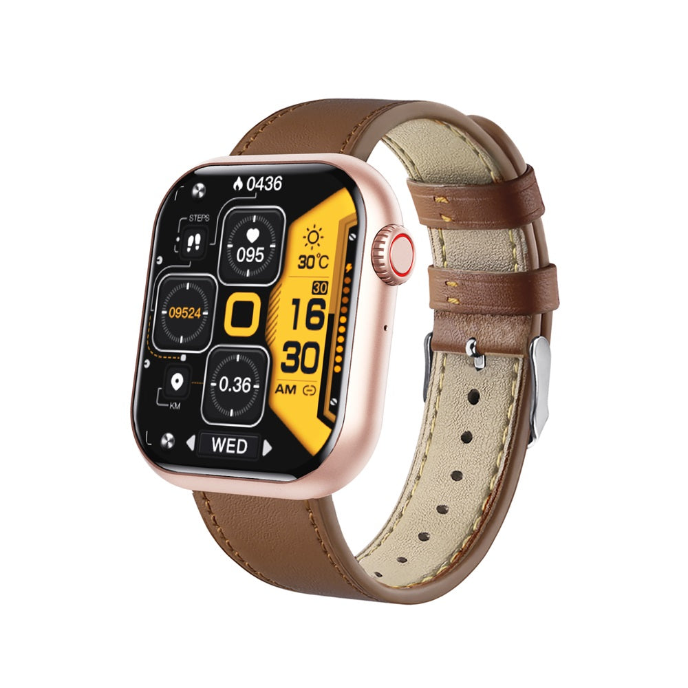 Monitoring Waterproof Smartwatch For Health And Activity Tracking-Smartwatch-Unique Casa-F57 Gold/Leather brown-Unique Casa
