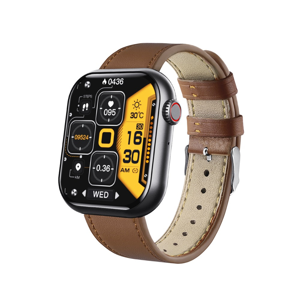 Monitoring Waterproof Smartwatch For Health And Activity Tracking-Smartwatch-Unique Casa-F57 Temper colors/Leather brown-Unique Casa