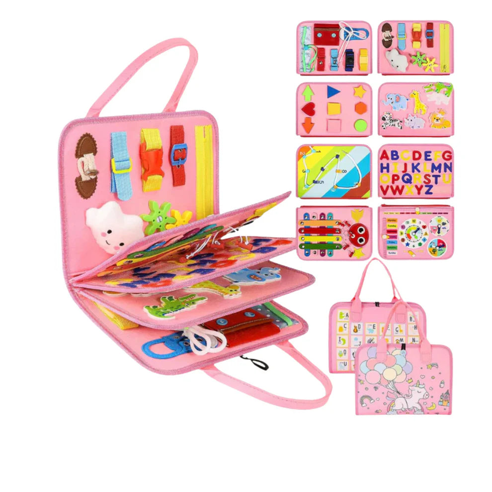 Montessori Activity Board – Hands-On Learning Through Play-Activity Board-Unique Casa-Pink-28 × 22 cm-Unique Casa