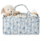 Multifunctional Baby Nappy Caddy Storage Basket with Handles-Baby & Children-Unique Casa-Blue Flowers-Unique Casa