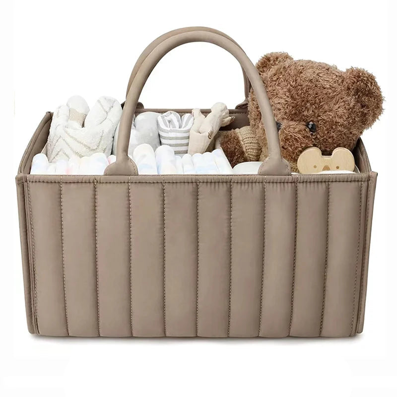Multifunctional Baby Nappy Caddy Storage Basket with Handles-Baby & Children-Unique Casa-Brown-Unique Casa