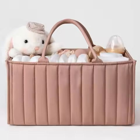 Multifunctional Baby Nappy Caddy Storage Basket with Handles-Baby & Children-Unique Casa-Dusky Pink-Unique Casa