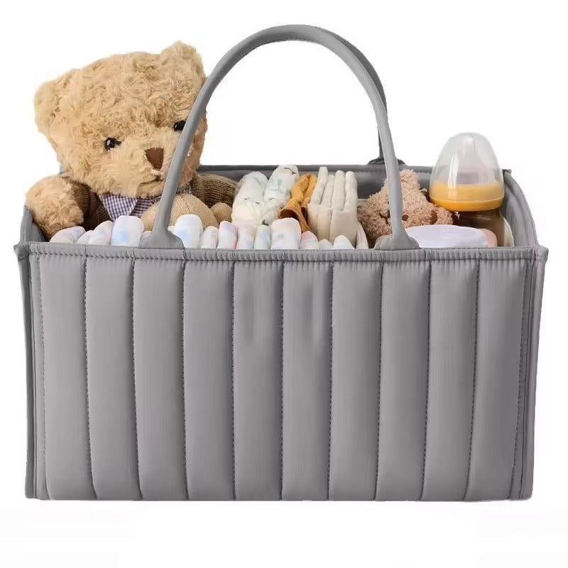 Multifunctional Baby Nappy Caddy Storage Basket with Handles-Baby & Children-Unique Casa-Grey-Unique Casa