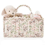 Multifunctional Baby Nappy Caddy Storage Basket with Handles-Baby & Children-Unique Casa-Pink Flowers-Unique Casa