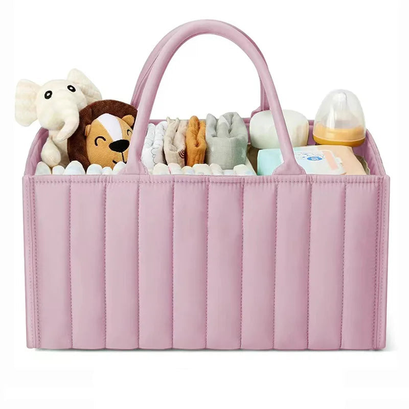 Multifunctional Baby Nappy Caddy Storage Basket with Handles-Baby & Children-Unique Casa-Pink-Unique Casa