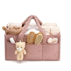 Multifunctional Fleece Style Nappy Caddy Storage Basket-Baby & Children-Unique Casa-Pink-Unique Casa